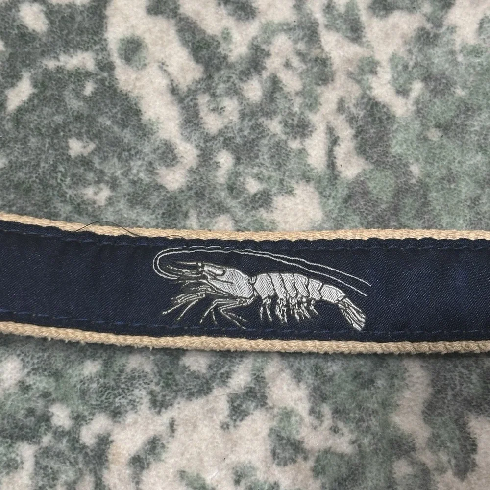 Ocean Rider Shrimp Woven Ribbon Leather Brass Buckle Belt Sz 34 - USA Made